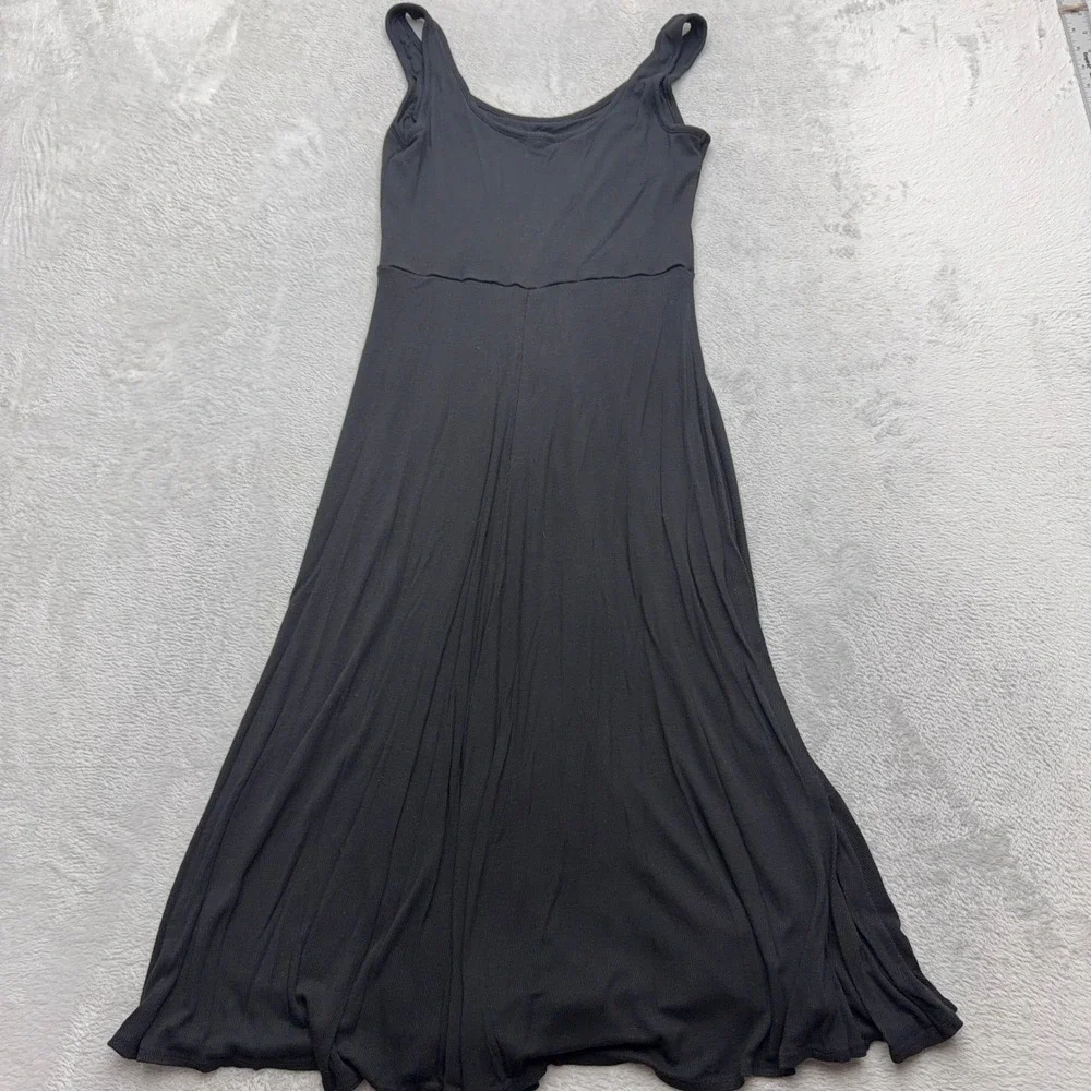 Marine Layer Dress Womens Small Black Ribbed Knit Scoop Neck Sleeveless Midi